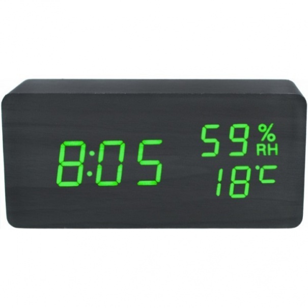 Купить Электронный будильник от сети и батареек VST-862S-4 (Black Green)(007327)