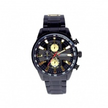 Чоловічі годинники на браслеті M8351 (Black-Gold-Black) (007119), точний хід.