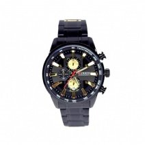 Мужские часы на браслете M8351 (Black-Gold-Black)(007119), точный ход.