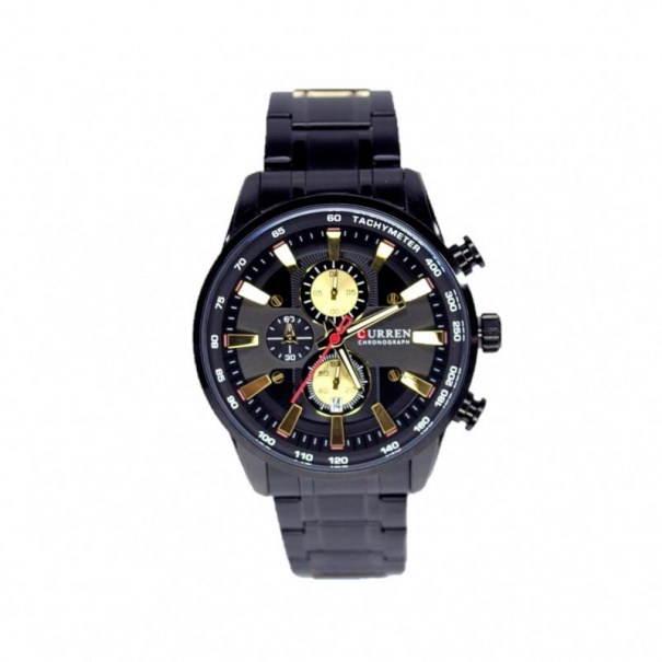 Купить Чоловічі годинники на браслеті M8351 (Black-Gold-Black) (007119), точний хід.