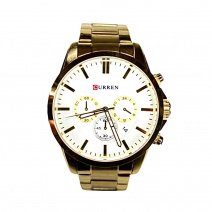 Мужские часы на браслете M8358 (Gold-White-Gold)(007117), точный ход.
