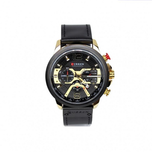 Купить Мужские часы на ремне M8329 (Gold-Black-Black)(007120), точный ход.