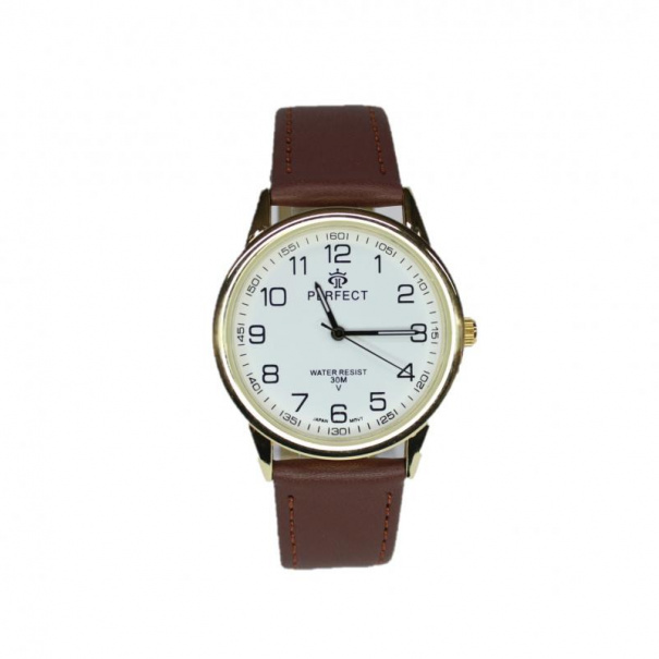 Купить Мужские часы Perfect 402 (Gold White Brown)(007871)