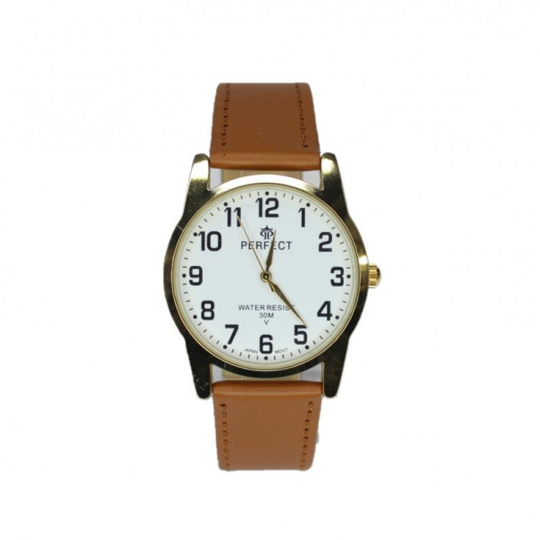 Купить Мужские часы Perfect 192 (Gold White Brown)(007867)