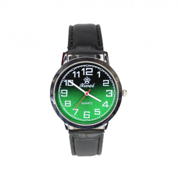 Купить Чоловічий годинник на ремені d-38 05 (Silver Green Black) (007904)