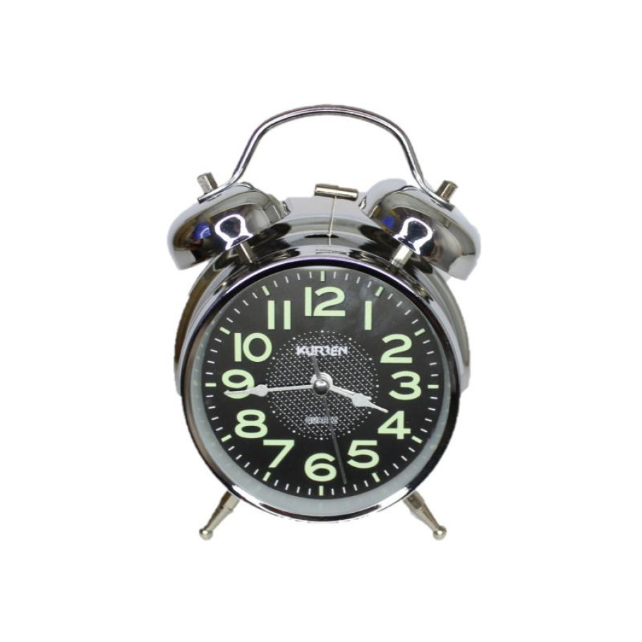 Купить Кварцовий будильник Kurren 4010 (срібний чорний) (013372)