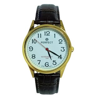 Годинник на ремні чоловічий Perfect C418-B d-38 (013894) (Gold White Braun)