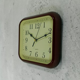 Купить Настінний годинник 2618 d-18,5 коричневий червоний (015067) з підставкою