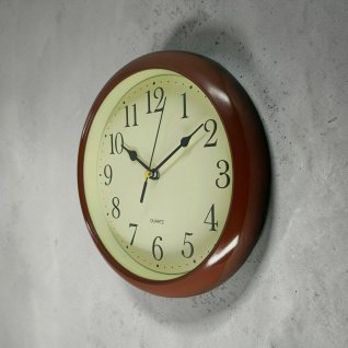Купить Настінний годинник 2556 d-20,5  коричневий (015090) з підставкою